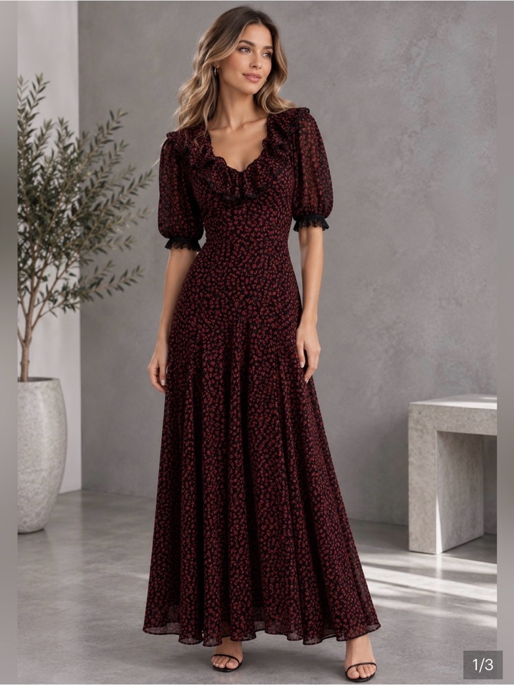 Reformation Eva Lace Trim Dress Maxi Size 12 B3342
